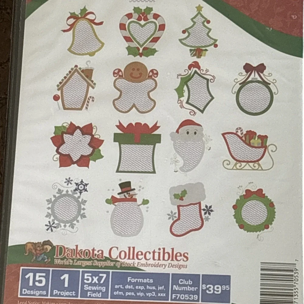 Dakota Collectible Christmas Dish Cloth 5x7 Scrubbies Embroidery CD 15 Designs